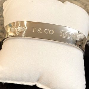 Tiffany & Co Sterling Silver 1837 Square Cushion Bangle Bracelet